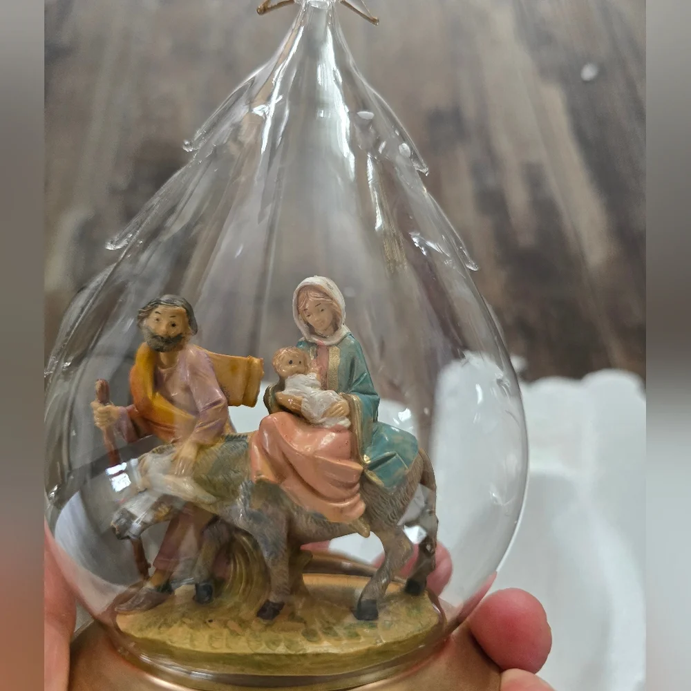 Fontanini Roman Blown Glass Ornament Flight Into Egypt 56182 NIB Vintage